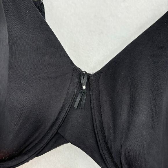 Barely Breezies T-Shirt Bra 44D Black Underwire Modesty Lined Full Coverage - Picture 2 of 7